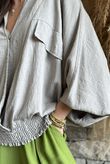 Basso Button Drape Batwing Shirt Earth